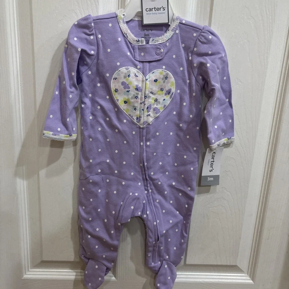 Carters Sleeper Size 3 Months (9-12.5lb) - NWOT With Matching Handmade Hat